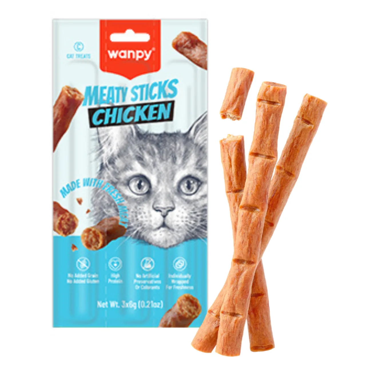 Wanpy Kat Meaty Sticks med Kylling 3 x 6 g